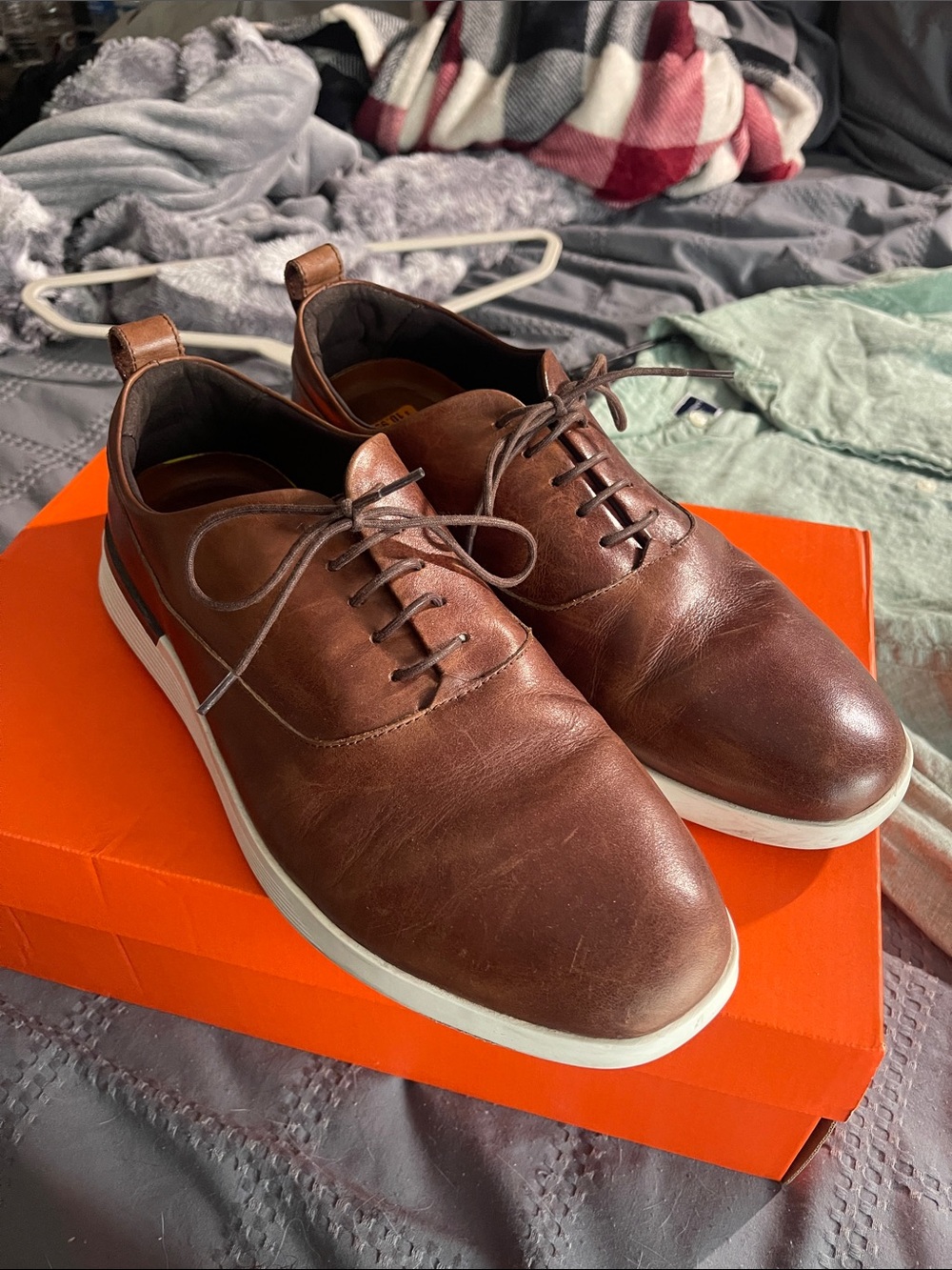 Men's Brown Leather Derby Sneakers - Casual Lace-Up Oxford